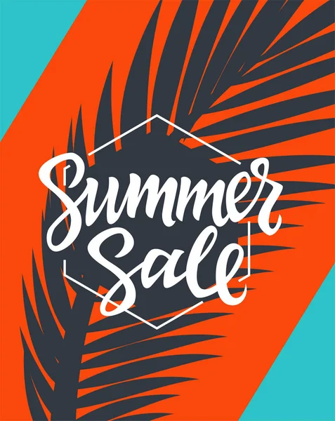 Summer Sale - modelo de folheto vetorial com letras de escova — Vetor de Stock