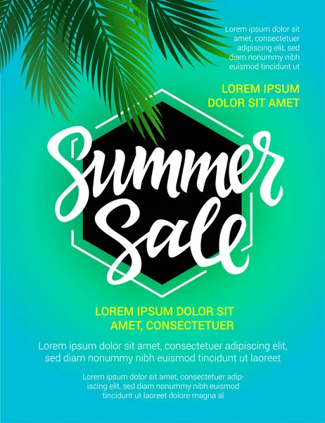 Summer Sale - plantilla de folleto vectorial con letras de pincel — Archivo Imágenes Vectoriales