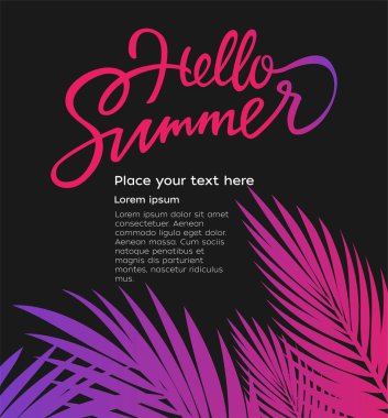 Merhaba Summer - vektör broşür şablonu fırça yazı ile