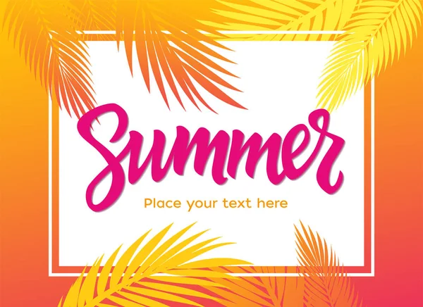 Zomer - vector leaflet sjabloon met borstel belettering — Stockvector