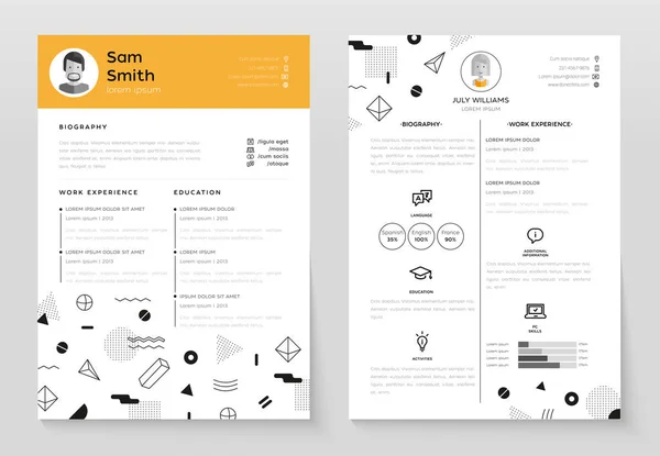 Personal Resume - vector template illustration — Stock Vector