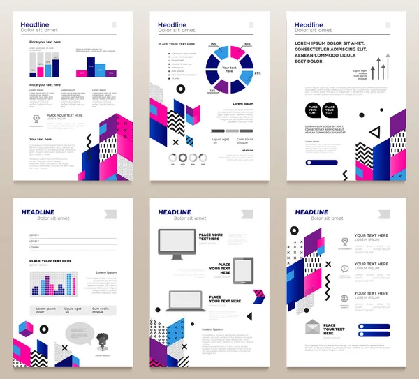 Folletos de presentación - plantilla vectorial conjunto de páginas a4 — Archivo Imágenes Vectoriales