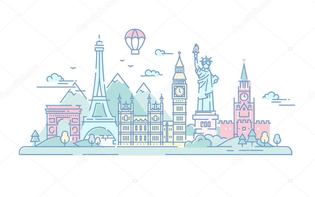 Countries - vector line travel illustration