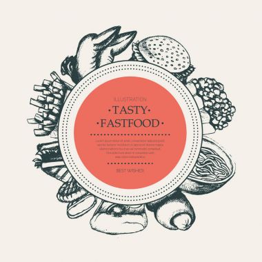 Fast food - modern el afiş şablon çekilmiş.