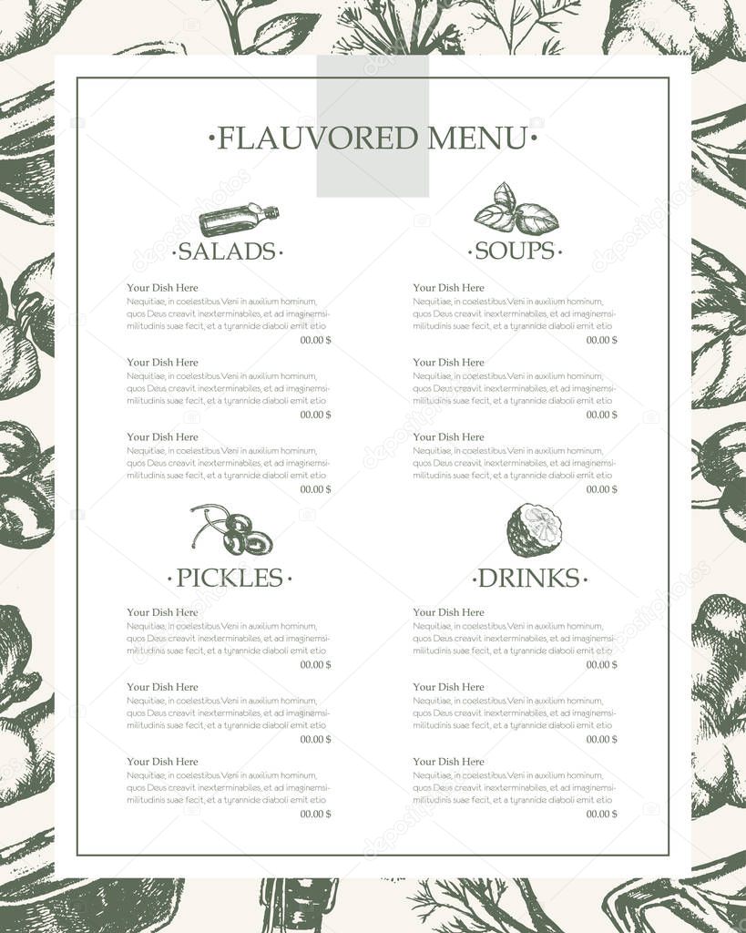 Flavoured Products - hand drawn template menu
