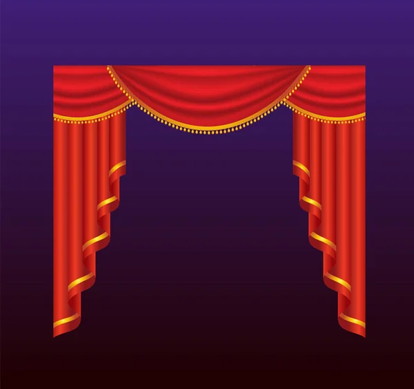 Curtains - realistic vector red drapes illustration — Stock Vector