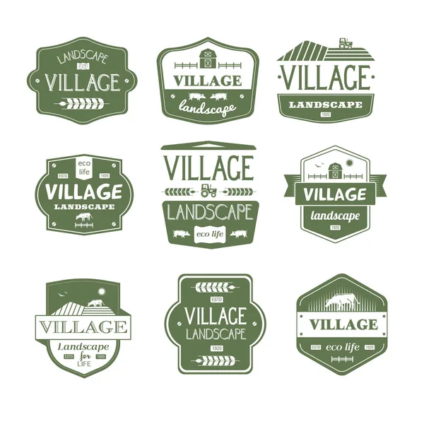 Village Life - ensemble de logos vectoriels vintage — Image vectorielle