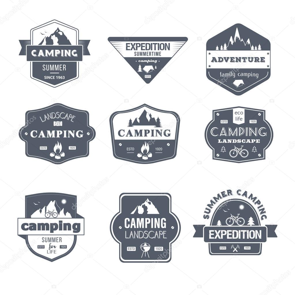 Camping Activity - vintage vector set of logos