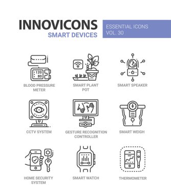 Akıllı aygıt - modern vektör hat Icons set