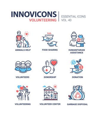 Gönüllü - modern vektör hat Icons set.