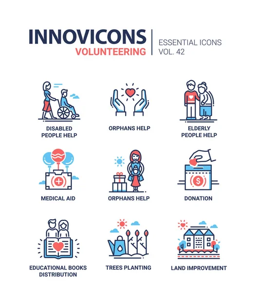 Gönüllü - modern vektör hat tasarım Icons set.