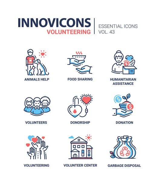 Gönüllü - modern vektör hat Icons set.