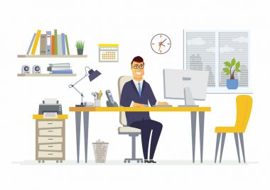 Office Man - modern vektör düz çizim