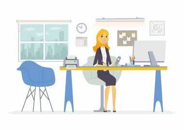Kadın ofis - modern vektör düz çizim