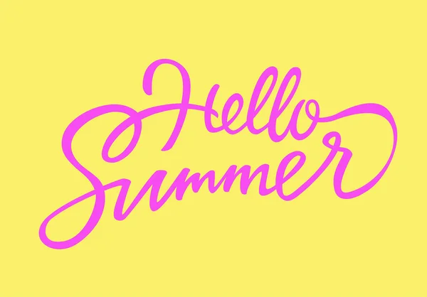 Hallo zomer - vector getekende borstel belettering — Stockvector