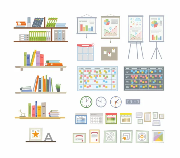 Office Essentials - modern vector flat icons set — Stock Vector