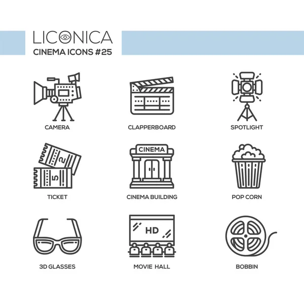 Cine - moderno vector de línea plana iconos de diseño conjunto . — Vector de stock