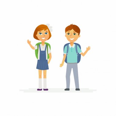 Okul çocukları - karakterler mutlu erkek ve kız