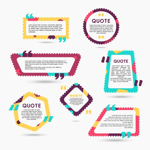 Quote Bubbles - modern vector color set of shapes with text — Stock Vector