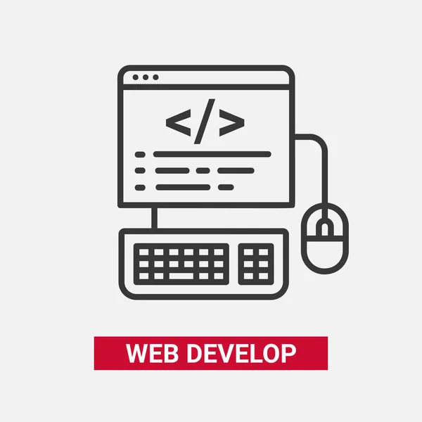 Web Develop - ícone de design de linha vetorial essencial moderno . — Vetor de Stock