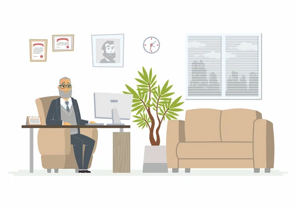 Office Head - modern vektör iş karakter illüstrasyon karikatür — Stok Vektör