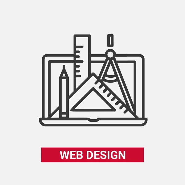 Web Design - ícone de design de linha vetorial moderno . — Vetor de Stock