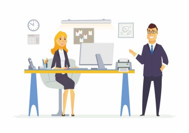 Büro hayatı - modern vektör çizgi film iş karakter çizim