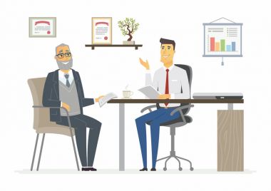 Ofis toplantı - modern vektör çizgi film iş karakter çizim