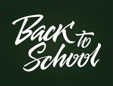 Okula dönüş - çizilen fırça kalem yazı vektör