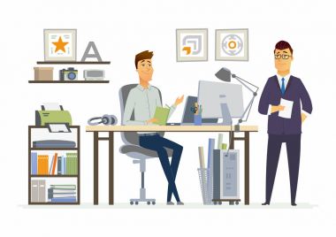 Ortak toplantı - modern vektör çizgi film iş karakter çizim