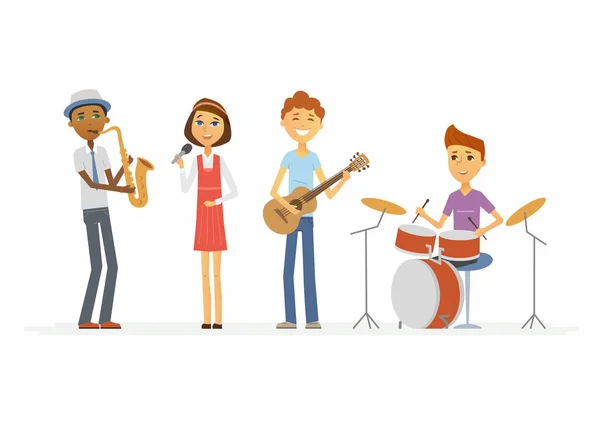 School music band - cartoon people characters isolated illustration — Stock Vector