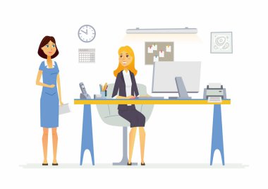 Office sahne - modern vektör çizgi film iş karakter çizim