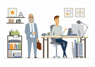 Personel - modern vektör çizgi film iş karakter illüstrasyon denetleme