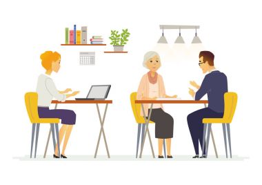 Kahve oda - modern vektör çizgi film karakterleri çizim