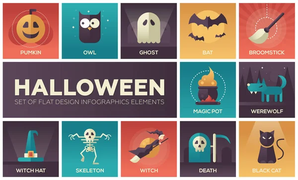 Halloween - conjunto de ícones de design plano moderno vetorial — Vetor de Stock