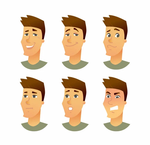 Expressões faciais masculinas - ilustração de personagens de desenhos animados de negócios vetoriais modernos — Vetor de Stock