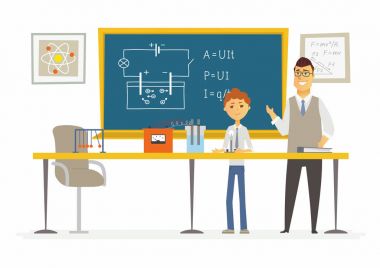 Science lesson at school - modern cartoon people characters illustration clipart