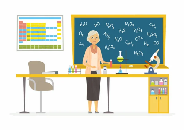 Profesor de química - ilustración de personajes de personajes de dibujos animados modernos — Vector de stock