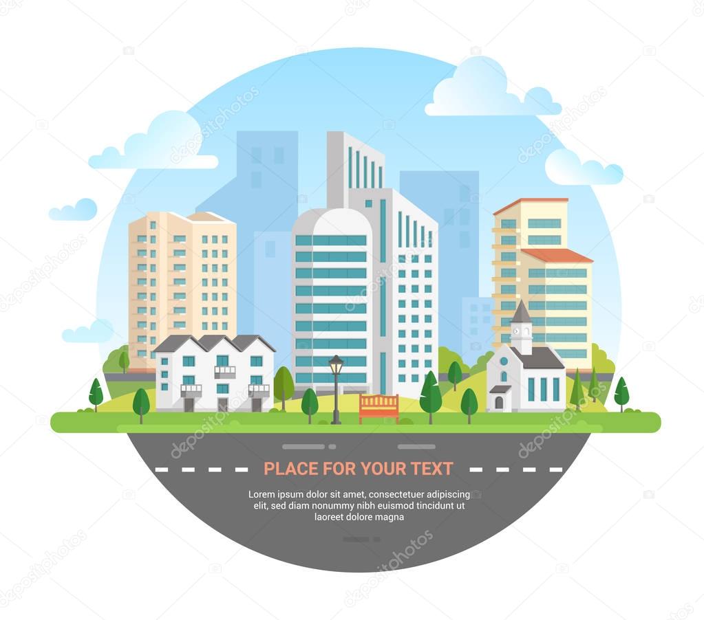 Cityscape with a place for text - modern vector illustration