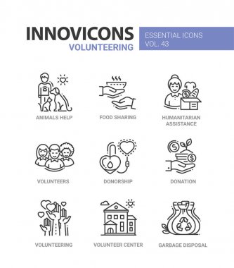 Gönüllü - modern vektör hat Icons set.
