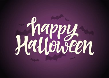 Cadılar Bayramın kutlu olsun - elle çizilmiş fırça kalem yazı ile kutlama kartı