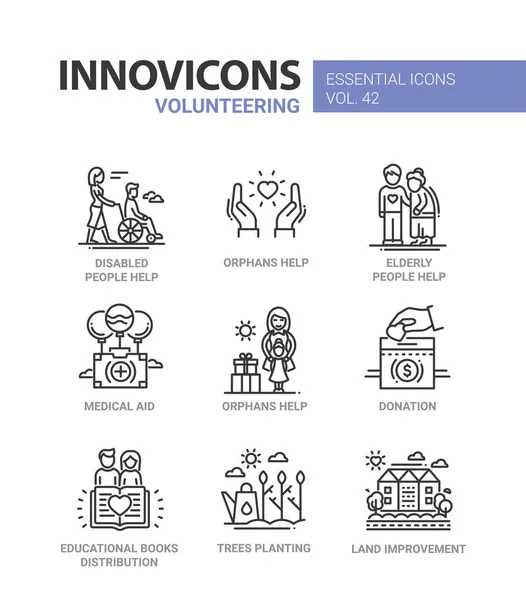 Gönüllü - modern vektör hat tasarım Icons set.