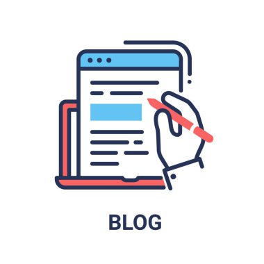 Blog - modern vektör satırı tasarım tek simgesi.