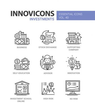 Yatırımlar - modern vektör hat tasarım Icons set.