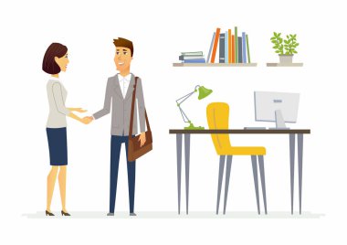 Verimli iş iletişimi meslektaşları - modern çizgi film insanların karakterleri çizimde arasındaki