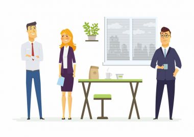 Ofiste - modern çizgi film insanların karakterleri çizimde gergin ilişkileri