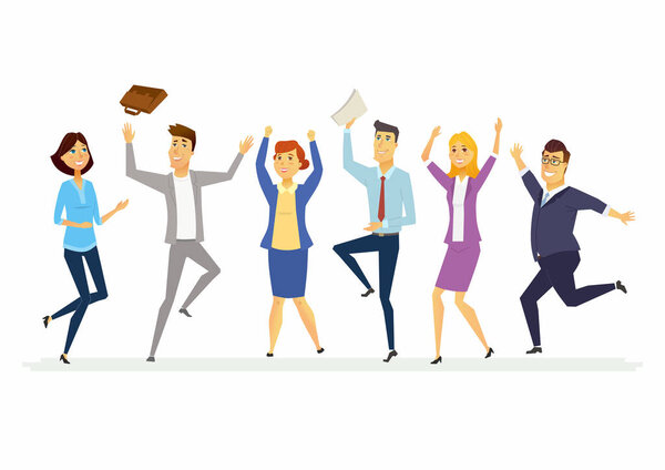 Happy business colleagues - modern cartoon people characters isolated illustration