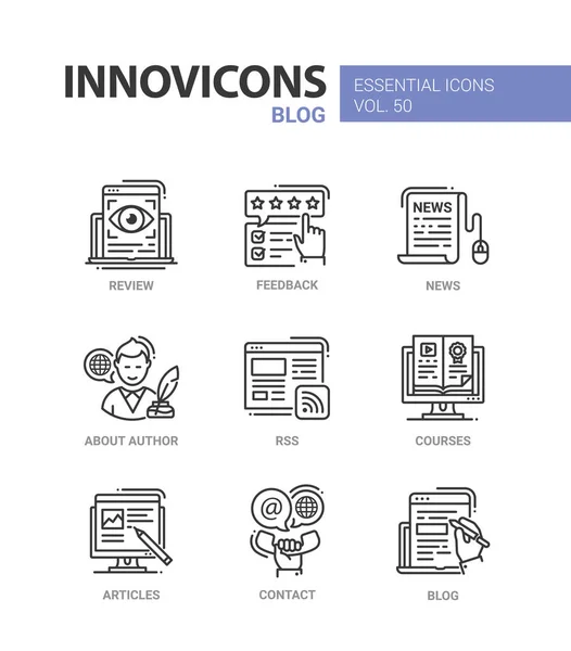 Blog - conjunto de iconos de diseño de línea vectorial moderna — Vector de stock