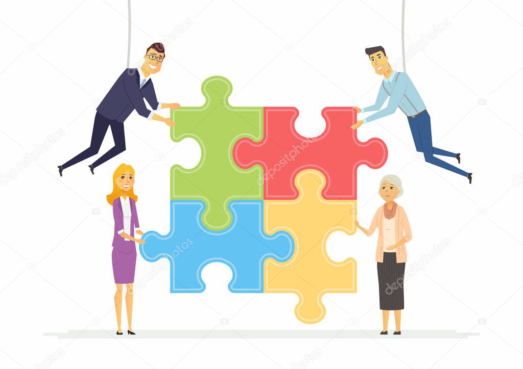Team building in a company - modern cartoon people characters illustration