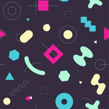 Memphis tarzı sorunsuz soyut geomertic desen - modern malzeme tasarım arka plan